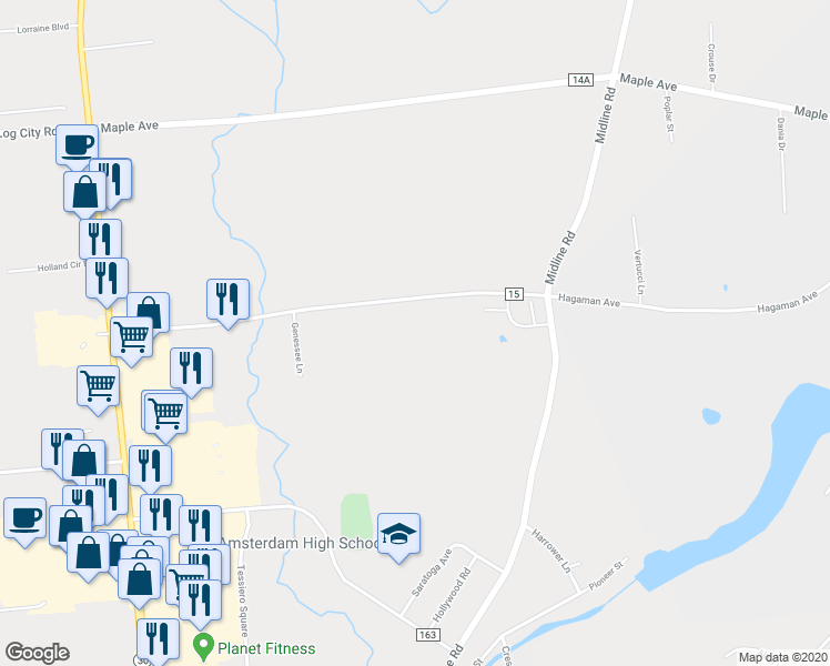 map of restaurants, bars, coffee shops, grocery stores, and more near 149 Wallins Corners Road in Amsterdam