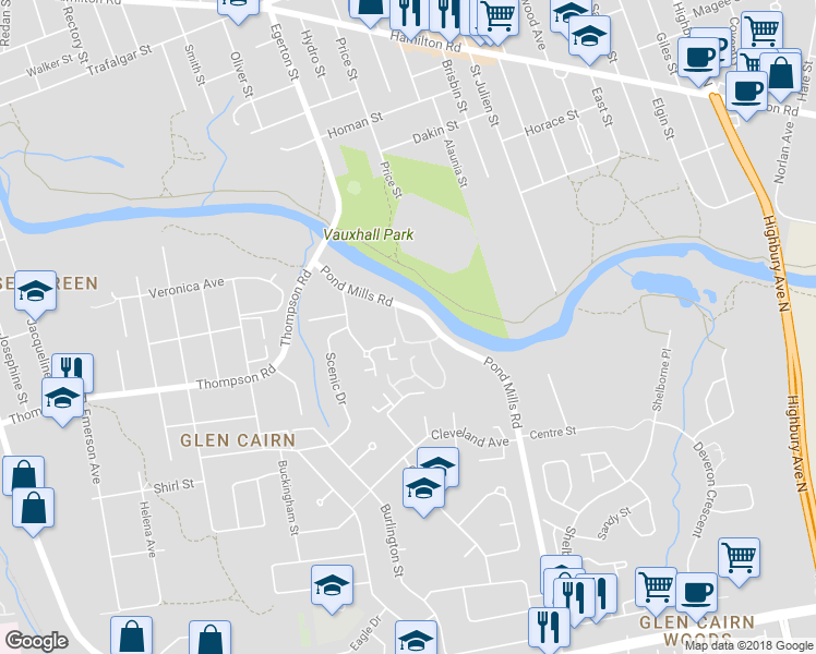 map of restaurants, bars, coffee shops, grocery stores, and more near 14 Spiritwood Court in London