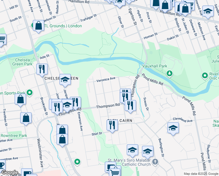 map of restaurants, bars, coffee shops, grocery stores, and more near 64 Marlborough Avenue in London