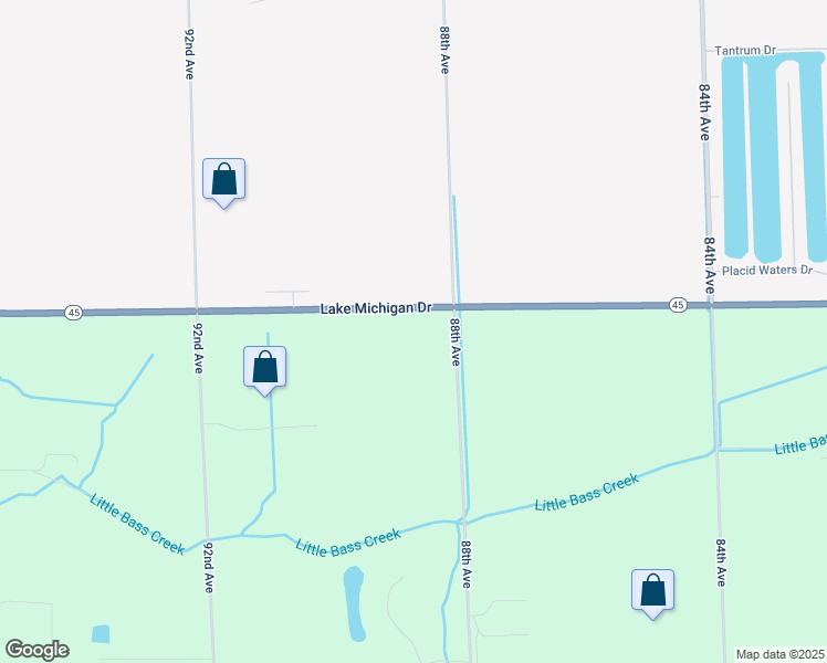map of restaurants, bars, coffee shops, grocery stores, and more near 8853 Lake Michigan Drive in Allendale Charter Township