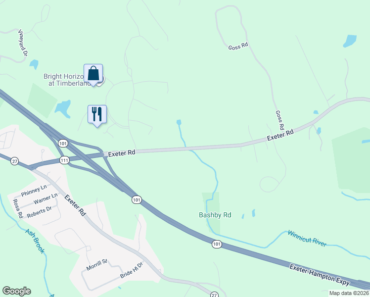 map of restaurants, bars, coffee shops, grocery stores, and more near 130 Exeter Rd in North Hampton