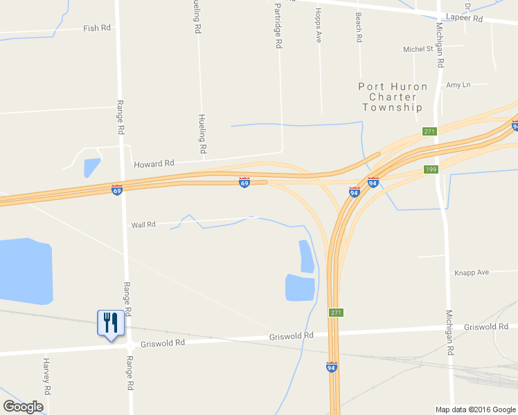map of restaurants, bars, coffee shops, grocery stores, and more near 4292 Wall Road in Port Huron