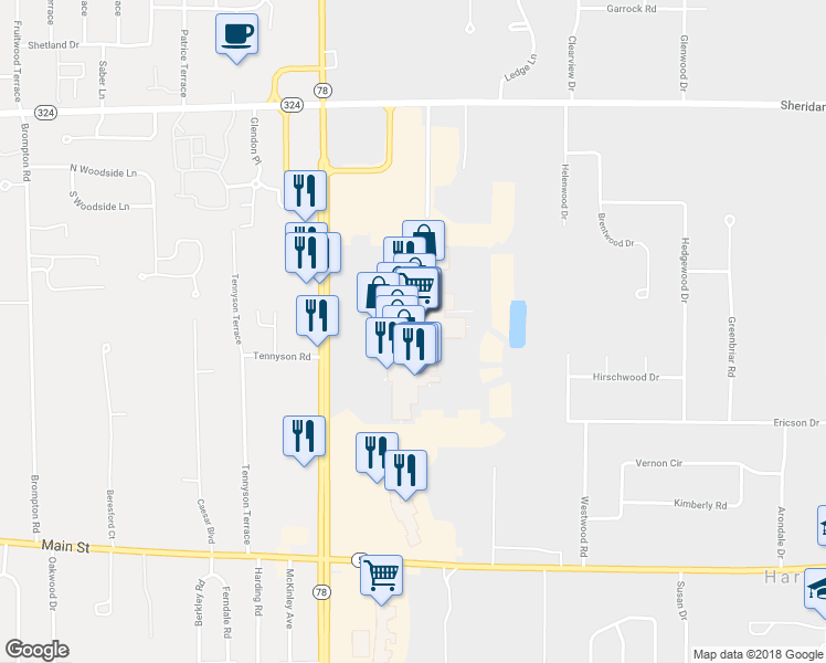 map of restaurants, bars, coffee shops, grocery stores, and more near 4545 Transit Road in Buffalo