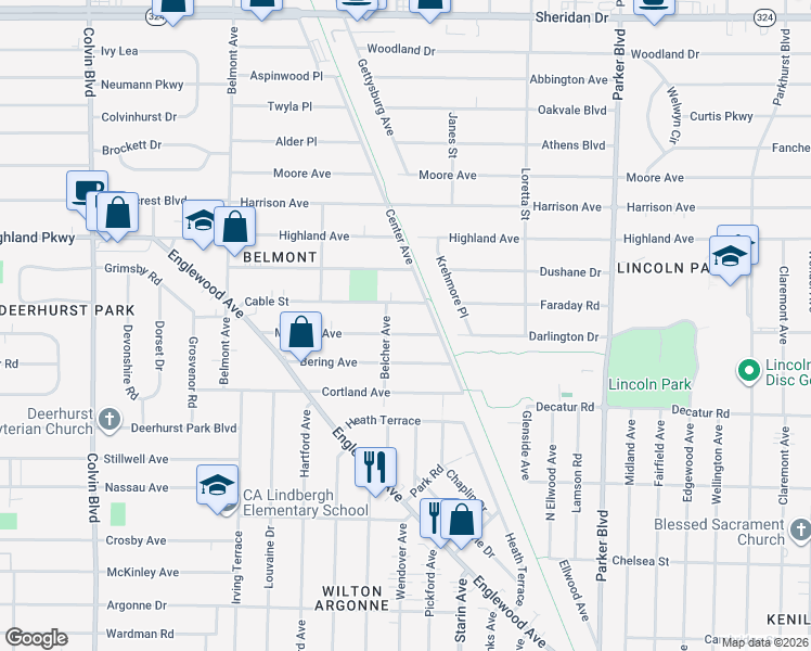 map of restaurants, bars, coffee shops, grocery stores, and more near 154 Moulton Avenue in Buffalo