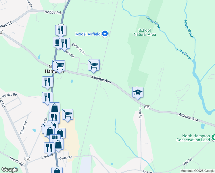 map of restaurants, bars, coffee shops, grocery stores, and more near 204 Atlantic Avenue in North Hampton