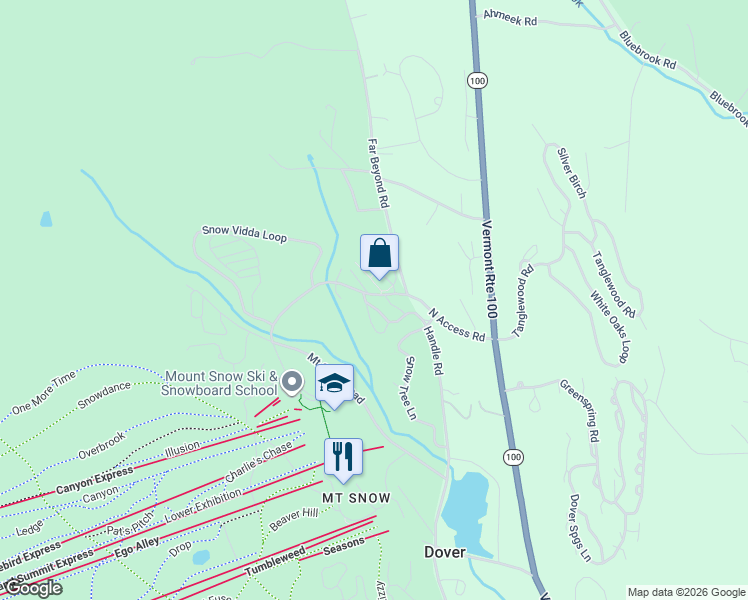 map of restaurants, bars, coffee shops, grocery stores, and more near 42 North Access Road in Dover