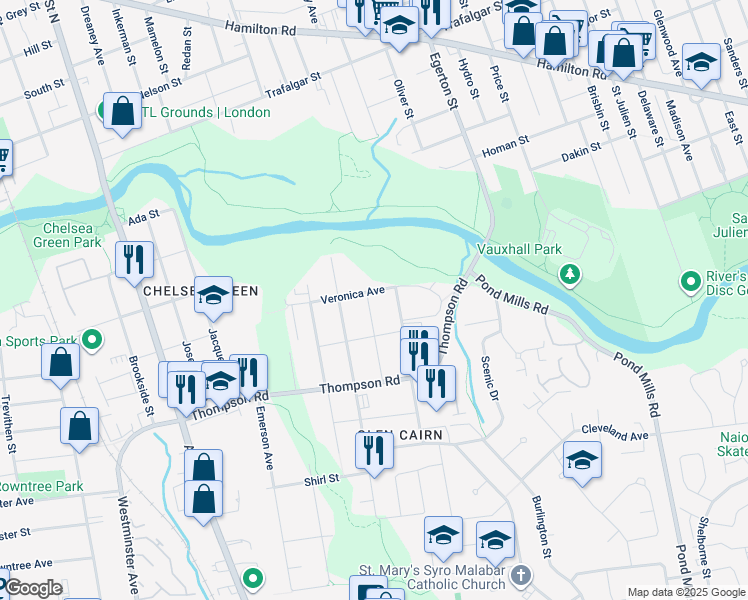 map of restaurants, bars, coffee shops, grocery stores, and more near 64 Marlborough Avenue in London