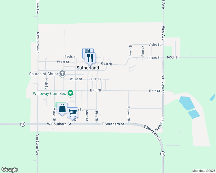 map of restaurants, bars, coffee shops, grocery stores, and more near 300-398 Linn Street in Sutherland