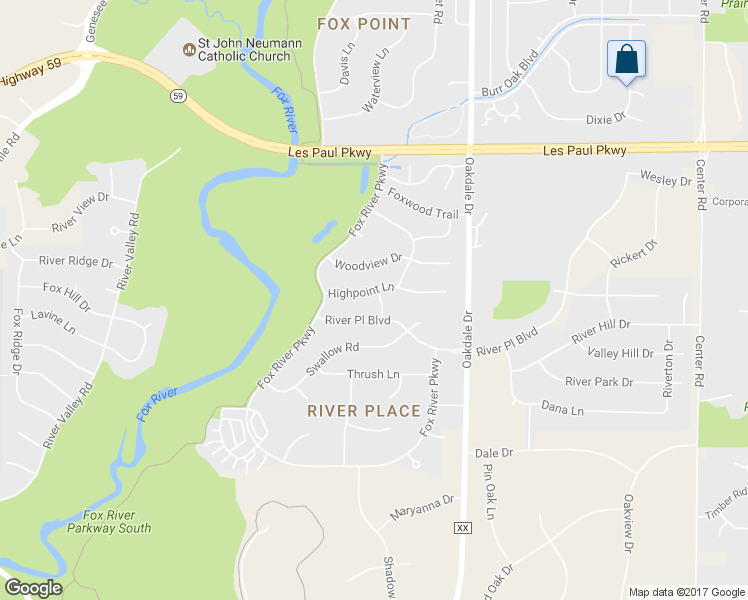 map of restaurants, bars, coffee shops, grocery stores, and more near 2260 Wren Lane in Waukesha