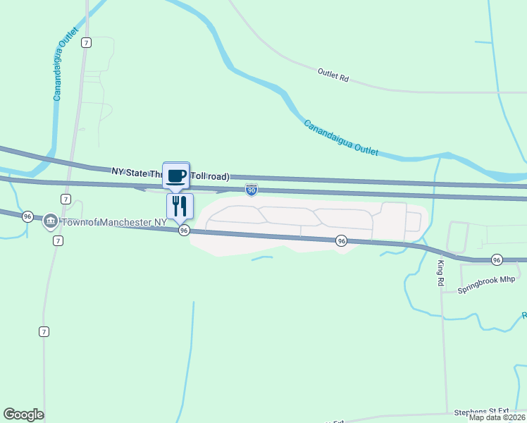 map of restaurants, bars, coffee shops, grocery stores, and more near 141 Doris Drive in Ontario County