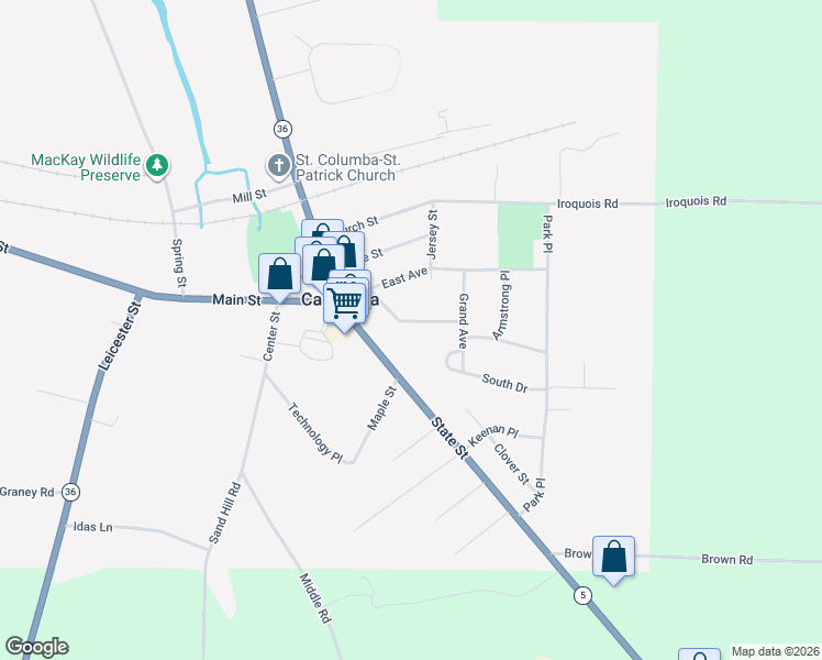 map of restaurants, bars, coffee shops, grocery stores, and more near 3210 Crescent Parkway in Caledonia