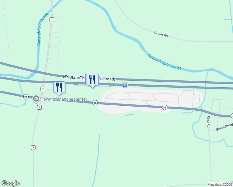 map of restaurants, bars, coffee shops, grocery stores, and more near 153 Doris Drive in Ontario County
