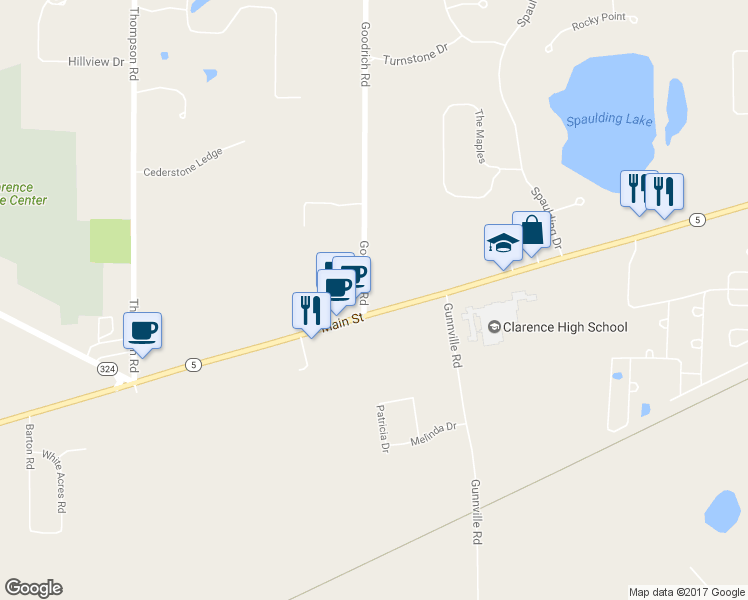 map of restaurants, bars, coffee shops, grocery stores, and more near 9470 Main St in Erie