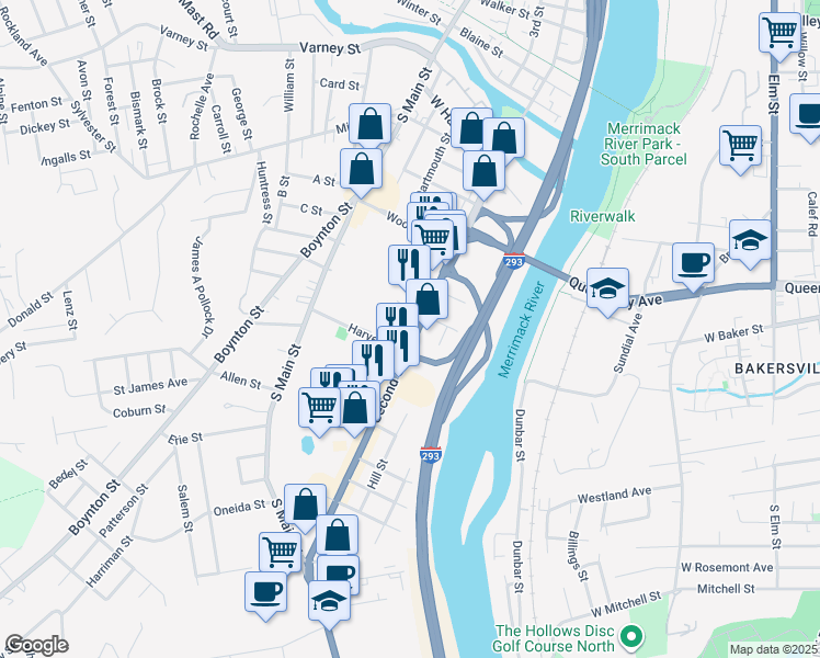 map of restaurants, bars, coffee shops, grocery stores, and more near 49 Harvell Street in Manchester