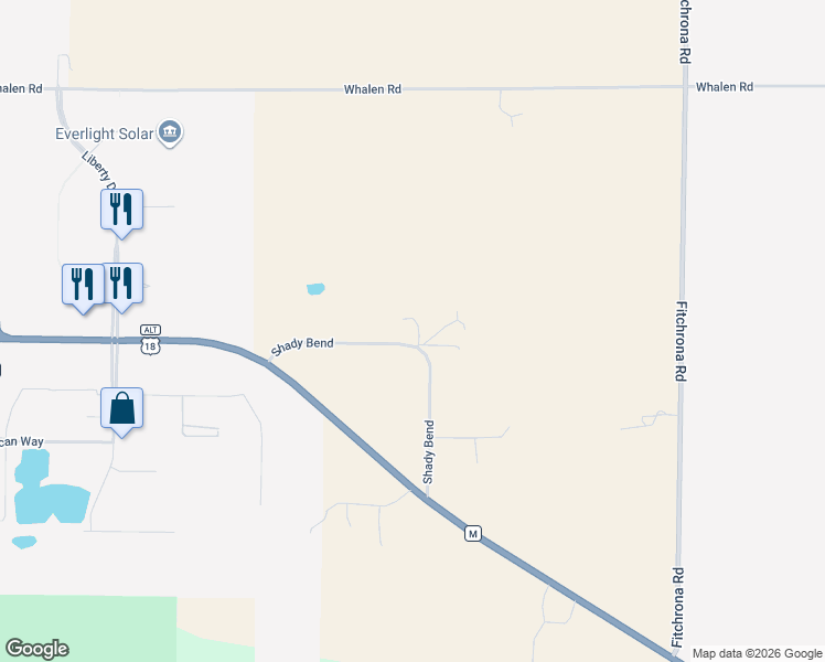map of restaurants, bars, coffee shops, grocery stores, and more near 6485 Shady Bend Road in Verona