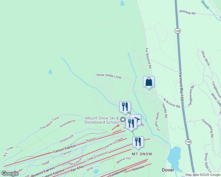 map of restaurants, bars, coffee shops, grocery stores, and more near 58 Snow Vidda Loop in Dover