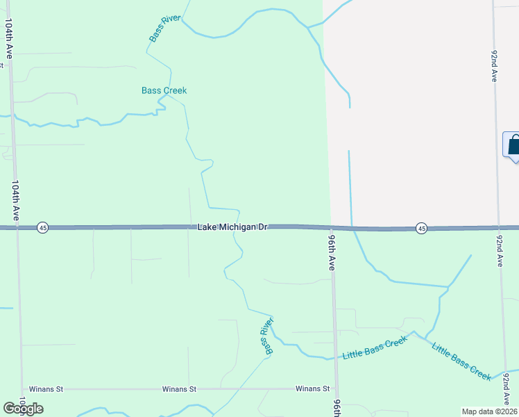 map of restaurants, bars, coffee shops, grocery stores, and more near 9930 Lake Michigan Drive in West Olive