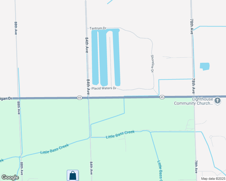 map of restaurants, bars, coffee shops, grocery stores, and more near 8260 Placid Waters Drive in Allendale