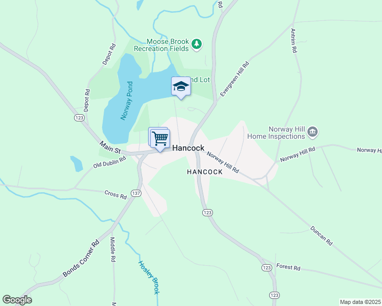 map of restaurants, bars, coffee shops, grocery stores, and more near in Hancock