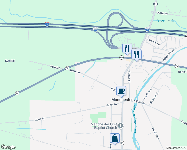 map of restaurants, bars, coffee shops, grocery stores, and more near 4 Moses Road in Manchester