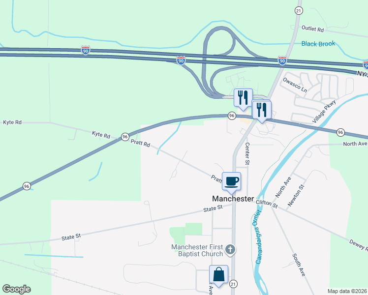 map of restaurants, bars, coffee shops, grocery stores, and more near 4 Moses Road in Manchester