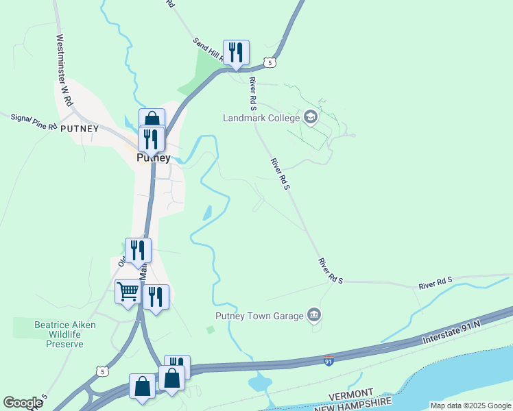map of restaurants, bars, coffee shops, grocery stores, and more near 2 Locust Lane in Putney