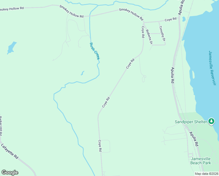 map of restaurants, bars, coffee shops, grocery stores, and more near 4169 Coye Road in Jamesville