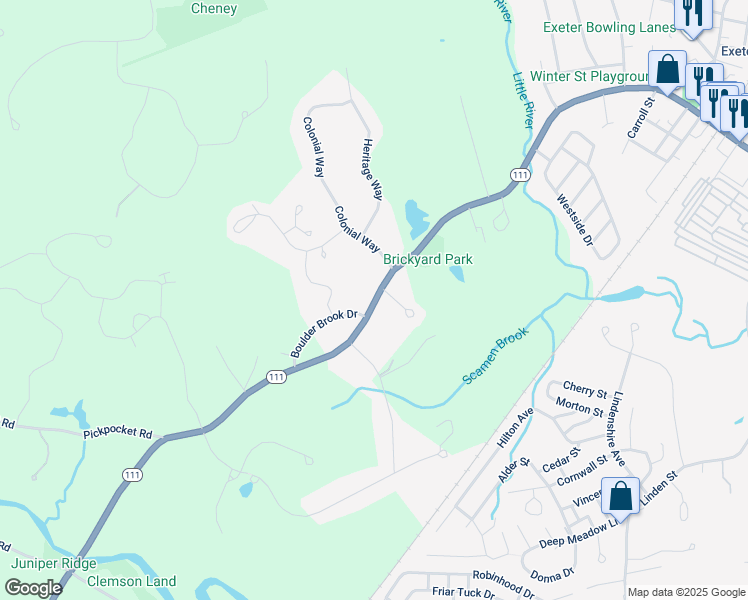 map of restaurants, bars, coffee shops, grocery stores, and more near 31 Kingston Road in Exeter