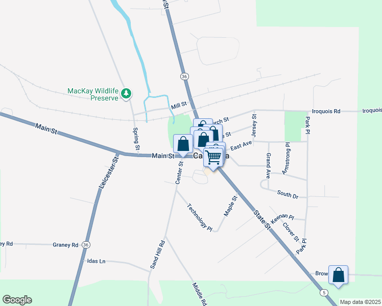 map of restaurants, bars, coffee shops, grocery stores, and more near 3103 Main Street in Caledonia