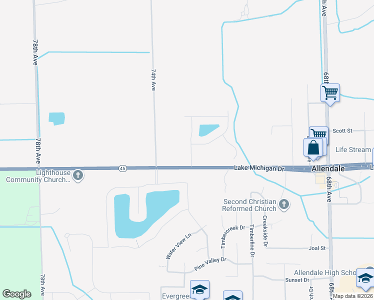 map of restaurants, bars, coffee shops, grocery stores, and more near 11265 Red Hawk Lane in Allendale Charter Township