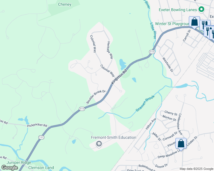 map of restaurants, bars, coffee shops, grocery stores, and more near 31 Kingston Road in Exeter