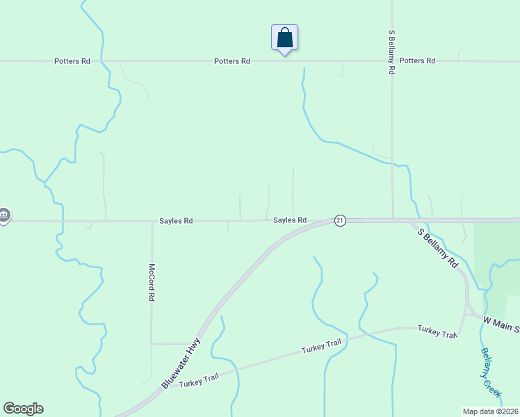 map of restaurants, bars, coffee shops, grocery stores, and more near 3420 Sayles Road in Ionia