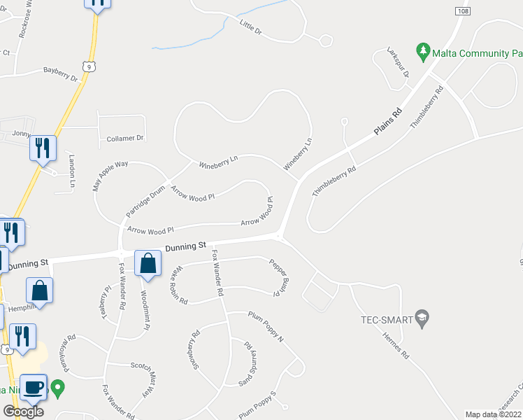 map of restaurants, bars, coffee shops, grocery stores, and more near 99 Arrow Wood Place in Ballston Spa