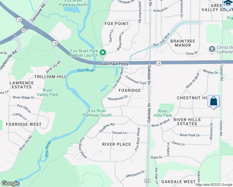 map of restaurants, bars, coffee shops, grocery stores, and more near 1246 Woodview Drive in Waukesha