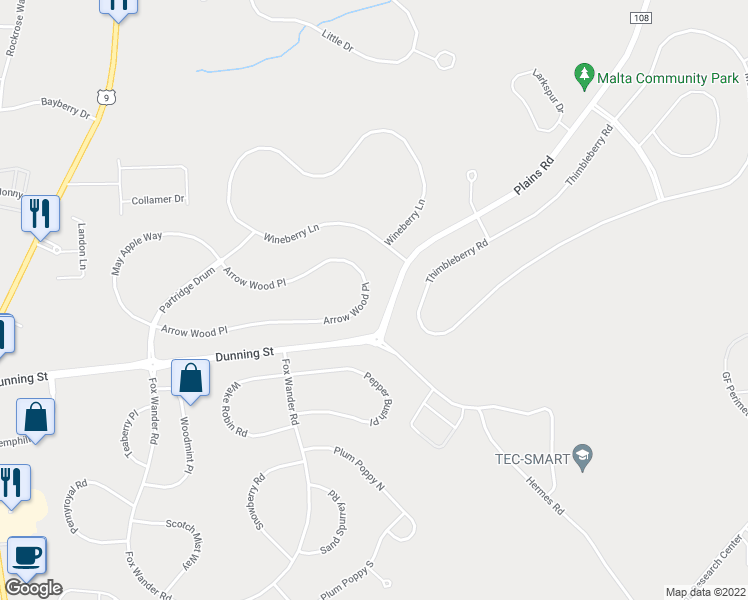 map of restaurants, bars, coffee shops, grocery stores, and more near 112 Arrow Wood Place in Ballston Spa