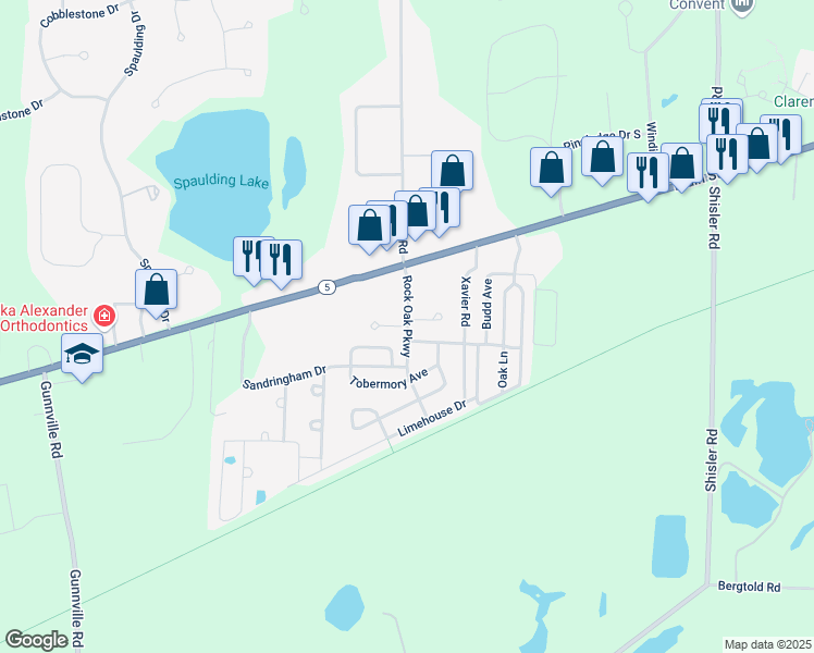 map of restaurants, bars, coffee shops, grocery stores, and more near 9900 Whitwick Terrace in Clarence
