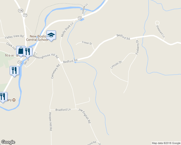 map of restaurants, bars, coffee shops, grocery stores, and more near 28A Bedford Road in New Boston