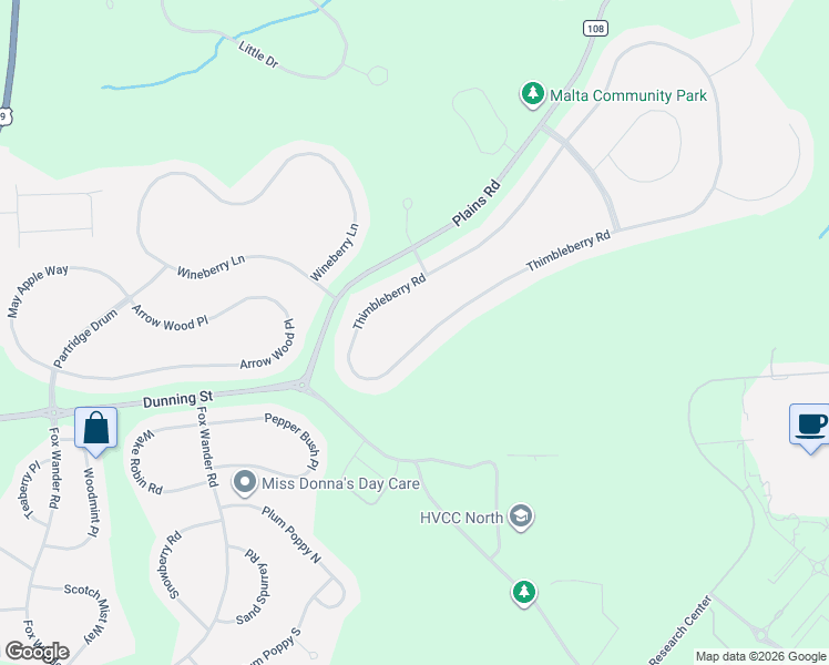 map of restaurants, bars, coffee shops, grocery stores, and more near 182 Thimbleberry Road in Ballston Spa