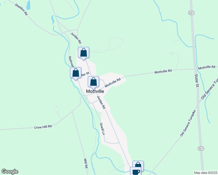 map of restaurants, bars, coffee shops, grocery stores, and more near 890 Mottville Road in Skaneateles