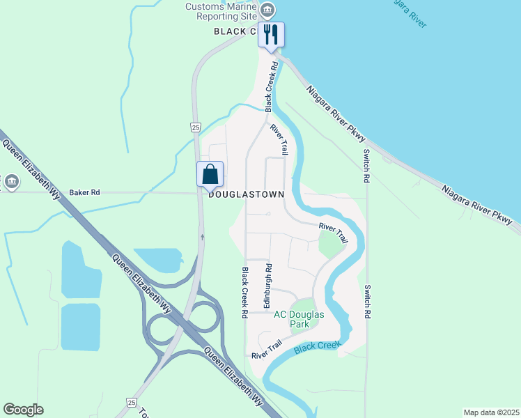 map of restaurants, bars, coffee shops, grocery stores, and more near 2782 Canadiana Crt in Fort Erie