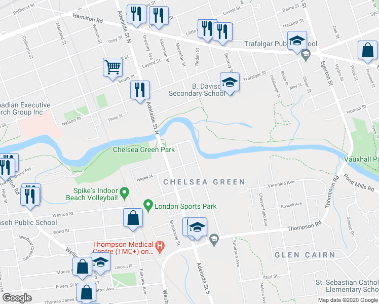 map of restaurants, bars, coffee shops, grocery stores, and more near 9 Jacqueline Street in London