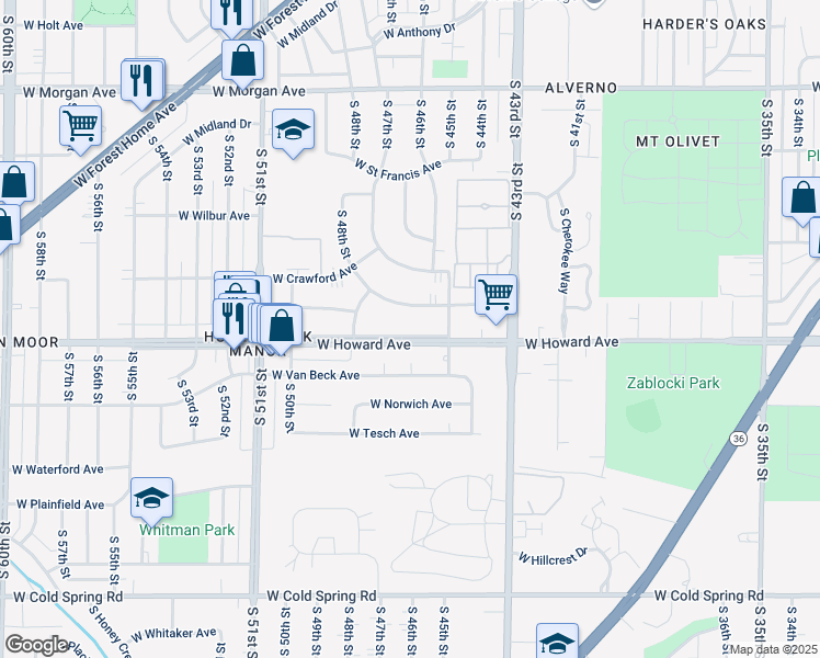 map of restaurants, bars, coffee shops, grocery stores, and more near 4604 West Tripoli Avenue in Milwaukee