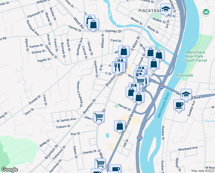 map of restaurants, bars, coffee shops, grocery stores, and more near 513 South Main Street in Manchester