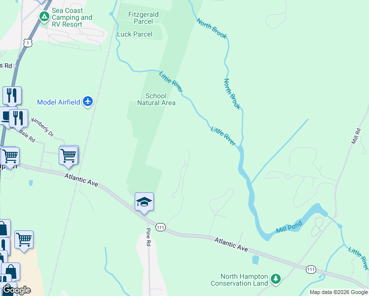 map of restaurants, bars, coffee shops, grocery stores, and more near 8-18 Spruce Meadow Drive in North Hampton