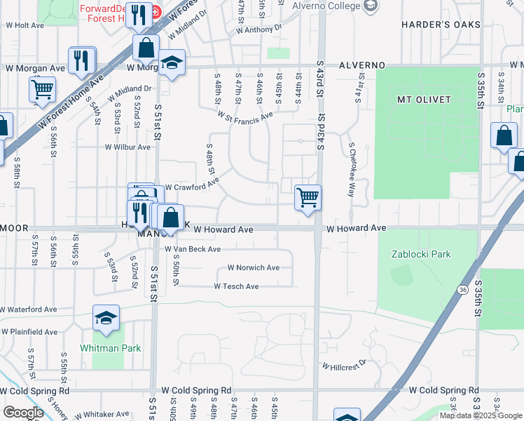 map of restaurants, bars, coffee shops, grocery stores, and more near 4604 West Tripoli Avenue in Milwaukee