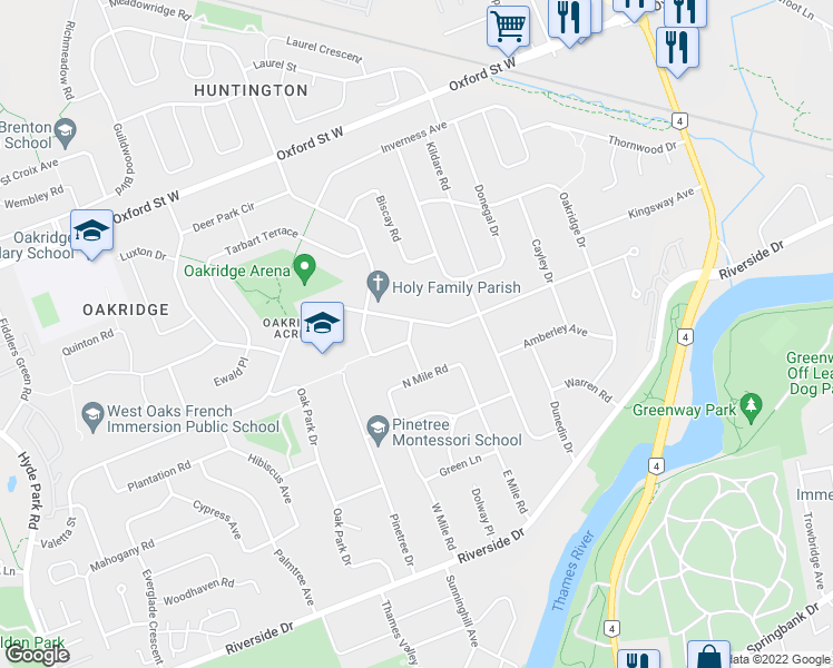 map of restaurants, bars, coffee shops, grocery stores, and more near 764 Valetta Street in London