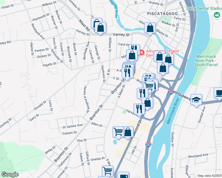 map of restaurants, bars, coffee shops, grocery stores, and more near 36 Prince Street in Manchester