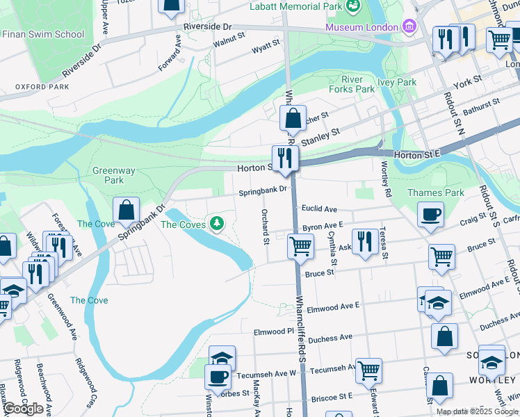 map of restaurants, bars, coffee shops, grocery stores, and more near 10 Orchard Street in London