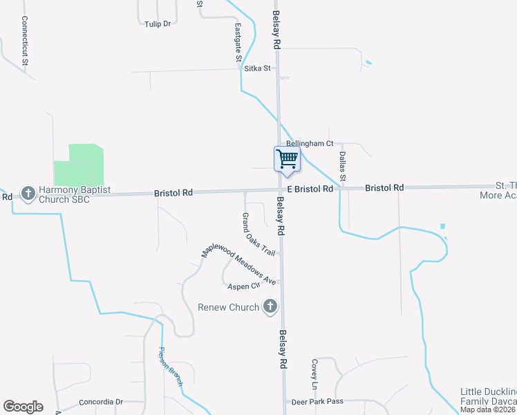 map of restaurants, bars, coffee shops, grocery stores, and more near 4028 Grand Oaks Court in Burton