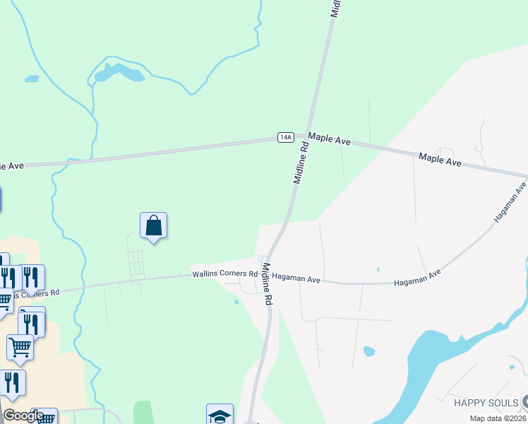 map of restaurants, bars, coffee shops, grocery stores, and more near 1252 Midline Road in Amsterdam